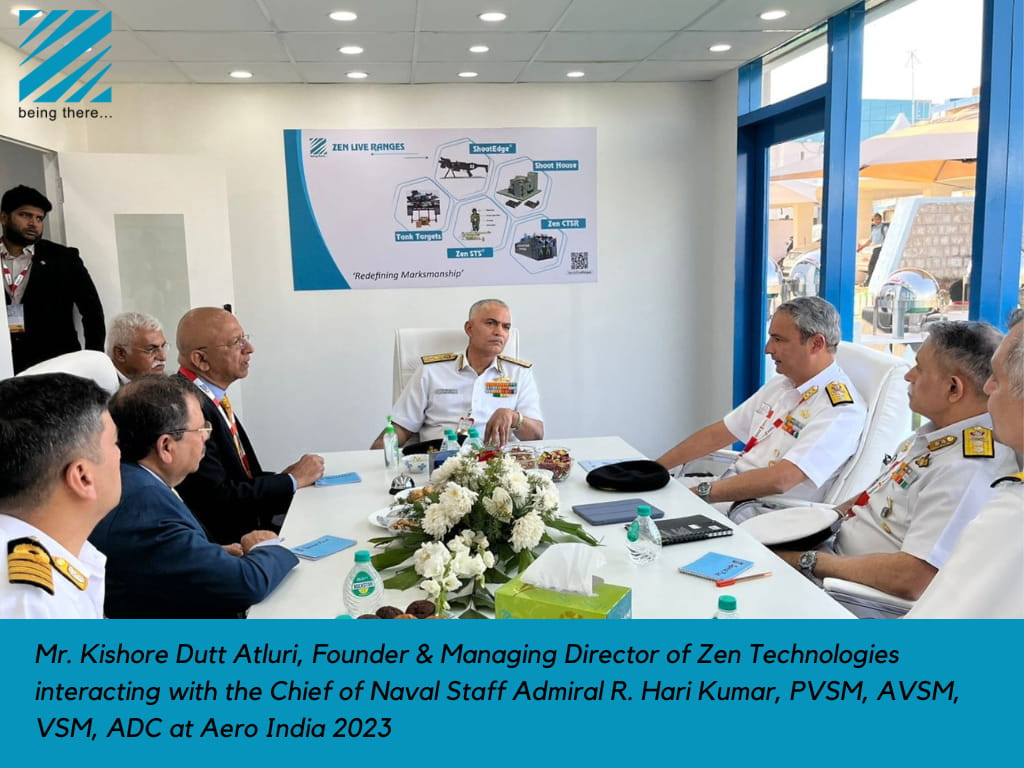 Mr. Kishore Dutt Atluri interacting with the Chief of Naval Staff at Aero India 2023
