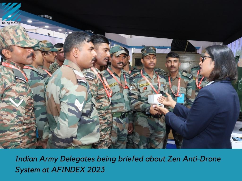 Indian Army Delegates being briefed about Zen Anti-Drone System at AFINDEX 2023
