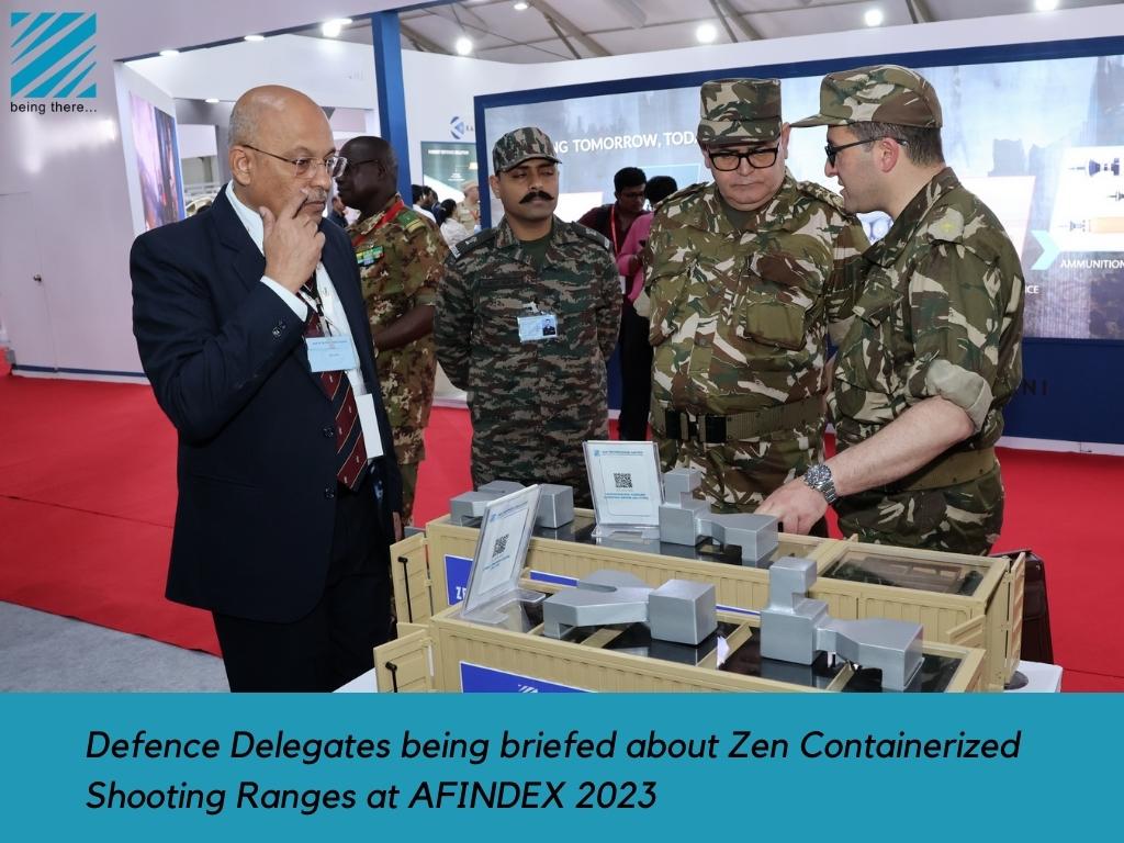 Defence Delegates being briefed about Zen Containerized Shooting Ranges at AFINDEX 2023