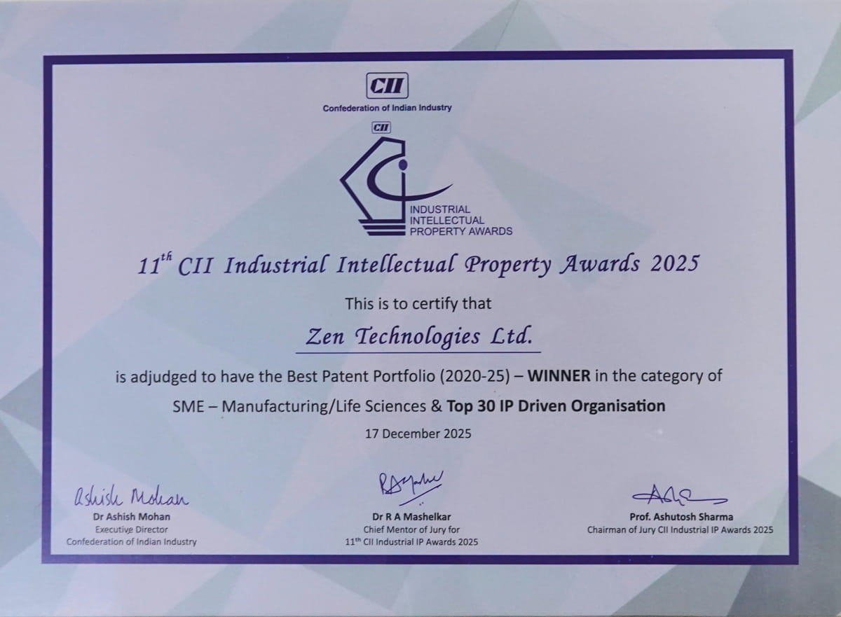 Zen Technologies wins the CII Best Patent Portfolio Award 2025